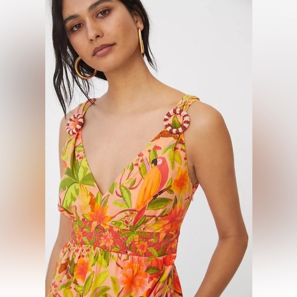 Anthropologie Farm Rio Tropical Tiered Maxi Dress Size Medium NWT - Picture 3 of 16